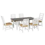 Outsunny 7 Piece Patio Dining Set with Umbrella Hole, Aluminum Outdoor Furniture Set with 6 Chairs and Cushions for Garden, Backyard, or Poolside
