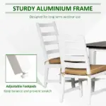Outsunny 7 Piece Patio Dining Set with Umbrella Hole, Aluminum Outdoor Furniture Set with 6 Chairs and Cushions for Garden, Backyard, or Poolside - Image 7