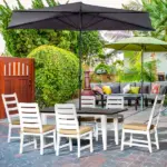 Outsunny 7 Piece Patio Dining Set with Umbrella Hole, Aluminum Outdoor Furniture Set with 6 Chairs and Cushions for Garden, Backyard, or Poolside - Image 10