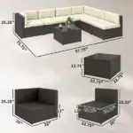Outsunny 7 Piece Patio Furniture Set, All Weather PE Rattan Outdoor Furniture Conversation Sets with Glass Top Coffee Table - Image 2