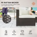 Outsunny 7 Piece Patio Furniture Set, All Weather PE Rattan Outdoor Furniture Conversation Sets with Glass Top Coffee Table - Image 3