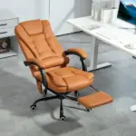 7-Point Massage Office Chair, High Back Massaging Desk Chair with Lumbar Support, Footrest, for Home Office, Light Brown - Image 2