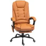 7-Point Massage Office Chair, High Back Massaging Desk Chair with Lumbar Support, Footrest, for Home Office, Light Brown