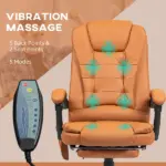 7-Point Massage Office Chair, High Back Massaging Desk Chair with Lumbar Support, Footrest, for Home Office, Light Brown - Image 4
