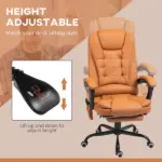 7-Point Massage Office Chair, High Back Massaging Desk Chair with Lumbar Support, Footrest, for Home Office, Light Brown - Image 6