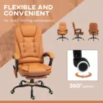 7-Point Massage Office Chair, High Back Massaging Desk Chair with Lumbar Support, Footrest, for Home Office, Light Brown - Image 7