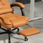 7-Point Massage Office Chair, High Back Massaging Desk Chair with Lumbar Support, Footrest, for Home Office, Light Brown - Image 9