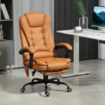 7-Point Massage Office Chair, High Back Massaging Desk Chair with Lumbar Support, Footrest, for Home Office, Light Brown - Image 10