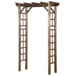 Outsunny 7' Wooden Steel Garden Arbor with Fir Wood and Side Panel for Wedding and Ceremony Garden Arched Trellis for Climbing Vines, Carbonized - Image 11