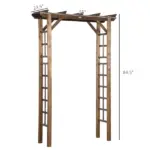 Outsunny 7' Wooden Steel Garden Arbor with Fir Wood and Side Panel for Wedding and Ceremony Garden Arched Trellis for Climbing Vines, Carbonized - Image 3