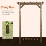 Outsunny 7' Wooden Steel Garden Arbor with Fir Wood and Side Panel for Wedding and Ceremony Garden Arched Trellis for Climbing Vines, Carbonized - Image 5