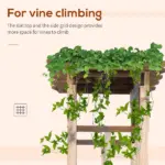 Outsunny 7' Wooden Steel Garden Arbor with Fir Wood and Side Panel for Wedding and Ceremony Garden Arched Trellis for Climbing Vines, Carbonized - Image 6