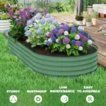 Outsunny 7' x 3' x 1' Raised Garden Bed Set, 2PCS Raised Beds for Gardening with Metal Plant Stakes, Green - Image 8