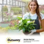 Outsunny 7' x 3' x 1' Raised Garden Bed Set, 2PCS Raised Beds for Gardening with Metal Plant Stakes, Green - Image 9