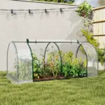 Outsunny 6.6 x 3.3 x 2.6 Ft Mini Greenhouse with 4 Zippered Doors and PVC Cover - Image 2