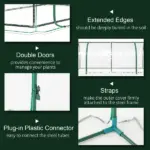 Outsunny 6.6 x 3.3 x 2.6 Ft Mini Greenhouse with 4 Zippered Doors and PVC Cover - Image 4