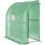 Outsunny 7' x 3' x 7' Lean to Greenhouse, Walk-In Green House, Plant Nursery with 2 Roll-up Doors and Windows, PE Cover and 3 Wire Shelves, Green - Image 11