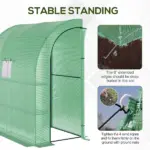 Outsunny 7' x 3' x 7' Lean to Greenhouse, Walk-In Green House, Plant Nursery with 2 Roll-up Doors and Windows, PE Cover and 3 Wire Shelves, Green - Image 4