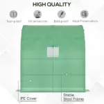 Outsunny 7' x 3' x 7' Lean to Greenhouse, Walk-In Green House, Plant Nursery with 2 Roll-up Doors and Windows, PE Cover and 3 Wire Shelves, Green - Image 5
