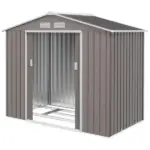 7 ft x 4 ft Garden Storage Shed Organizer, Outdoor Garden Utility Metal Storage Tool Shed for Patio Garden Yard, Gray/White - Image 12