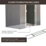 7 ft x 4 ft Garden Storage Shed Organizer, Outdoor Garden Utility Metal Storage Tool Shed for Patio Garden Yard, Gray/White - Image 5