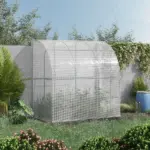Outsunny 7' x 4' x 7' Outdoor Walk-In Greenhouse, Plant Nursery with Roll-up Door, and PE Cover, White - Image 2