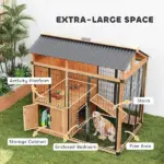 PawHut 7 ft x 5 ft Extra Large Dog House, Wood Outdoor Dog Kennel with Platform, Storage Cabinet for Large Breeds, Yellow - Image 6