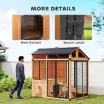 PawHut 7 ft x 5 ft Extra Large Dog House, Wood Outdoor Dog Kennel with Platform, Storage Cabinet for Large Breeds, Yellow - Image 8