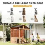 PawHut 7 ft x 5 ft Extra Large Dog House, Wood Outdoor Dog Kennel with Platform, Storage Cabinet for Large Breeds, Yellow - Image 9