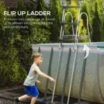 Outsunny 70" Above Ground Swimming Pool Ladder, A-Frame Deck Ladder with Top Platform, Non-slip Steps and Rounded Handrails for 48" Pool Wall Height - Image 6