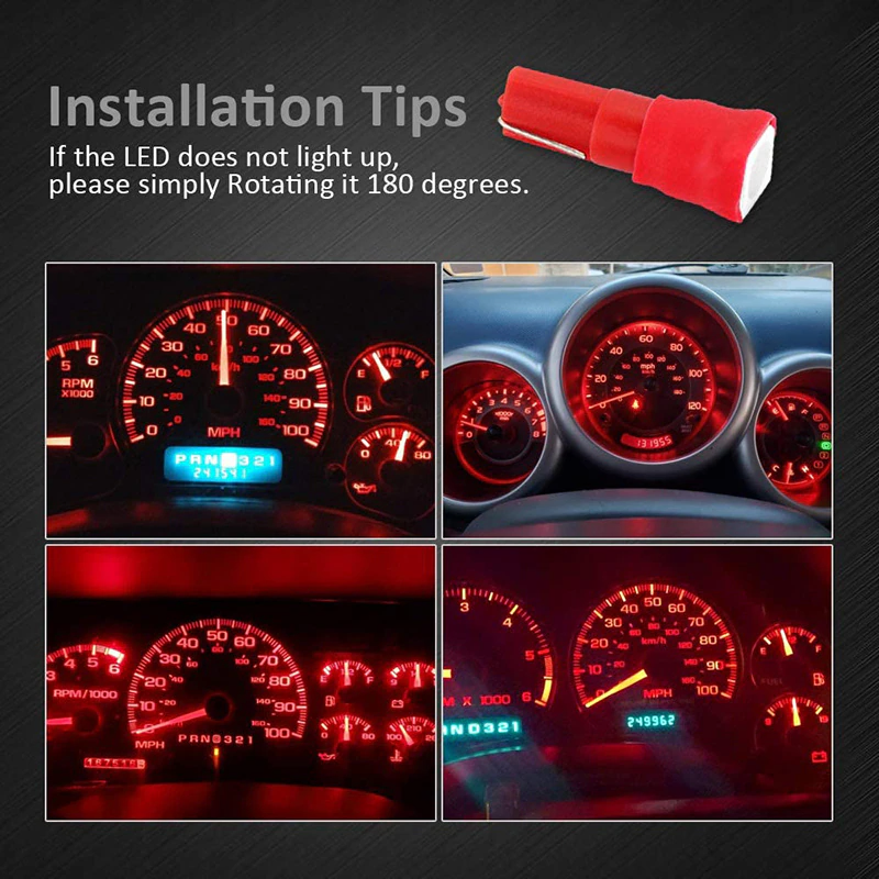 70 Piece T5 T10 5050 SMD 12V LED Instrument Cluster Bulb Set