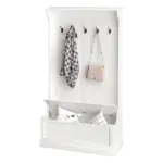HOMCOM 71 Inch Hall Tree with Storage Bench, 3-In-1 Coat Rack, White Entryway Organizer - Image 11
