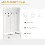 HOMCOM 71 Inch Hall Tree with Storage Bench, 3-In-1 Coat Rack, White Entryway Organizer - Image 4