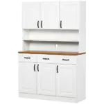 HOMCOM 71 Inch Kitchen Sideboard Cabinet with 3 Drawers, 6 Doors, 2-tier Countertop, Freestanding Buffet with Hutch, White - Image 11