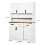 HOMCOM 71 Inch Kitchen Sideboard Cabinet with 3 Drawers, 6 Doors, 2-tier Countertop, Freestanding Buffet with Hutch, White - Image 3