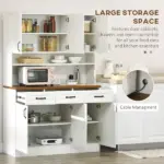 HOMCOM 71 Inch Kitchen Sideboard Cabinet with 3 Drawers, 6 Doors, 2-tier Countertop, Freestanding Buffet with Hutch, White - Image 4
