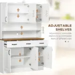 HOMCOM 71 Inch Kitchen Sideboard Cabinet with 3 Drawers, 6 Doors, 2-tier Countertop, Freestanding Buffet with Hutch, White - Image 5