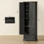 71" Pantry Cabinet, Kitchen Storage Cabinet with Adjustable Shelves, Barn Doors and Drawer for Dining Room, Black - Image 2