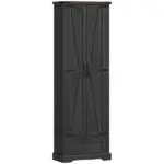 71" Pantry Cabinet, Kitchen Storage Cabinet with Adjustable Shelves, Barn Doors and Drawer for Dining Room, Black