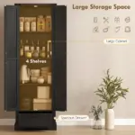 71" Pantry Cabinet, Kitchen Storage Cabinet with Adjustable Shelves, Barn Doors and Drawer for Dining Room, Black - Image 3