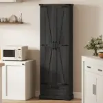 71" Pantry Cabinet, Kitchen Storage Cabinet with Adjustable Shelves, Barn Doors and Drawer for Dining Room, Black - Image 7