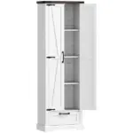HOMCOM 71 Inch Pantry Cabinet, Kitchen Storage Cabinet with Adjustable Shelves, Barn Doors and Drawer for Dining Room, White