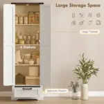 HOMCOM 71 Inch Pantry Cabinet, Kitchen Storage Cabinet with Adjustable Shelves, Barn Doors and Drawer for Dining Room, White - Image 4