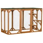 71"L Wooden Outdoor Cat Enclosure Indoor Cat Cage with Asphalt Roof, Multi-Level Platforms and Large Enter Door, Orange