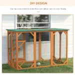 71"L Wooden Outdoor Cat Enclosure Indoor Cat Cage with Asphalt Roof, Multi-Level Platforms and Large Enter Door, Orange - Image 4
