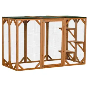 71l wooden outdoor cat enclosure indoor cat cage with asphalt roof multi level platforms and large enter door orange