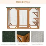 71"L Wooden Outdoor Cat Enclosure Indoor Cat Cage with Asphalt Roof, Multi-Level Platforms and Large Enter Door, Orange - Image 5