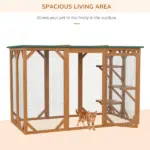 71"L Wooden Outdoor Cat Enclosure Indoor Cat Cage with Asphalt Roof, Multi-Level Platforms and Large Enter Door, Orange - Image 7