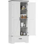 HOMCOM 72" Farmhouse Pantry Cabinet with Adjustable Shelves, Kitchen Pantry Cabinet with 2 Doors, Distressed White - Image 11