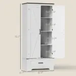 HOMCOM 72" Farmhouse Pantry Cabinet with Adjustable Shelves, Kitchen Pantry Cabinet with 2 Doors, Distressed White - Image 3